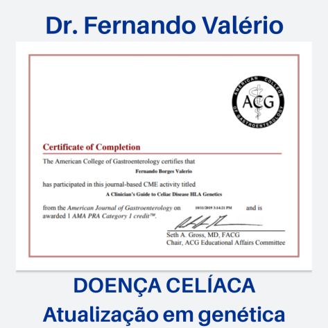 Dr. Fernando Valério – Certificado em Genética e Doença Celíaca